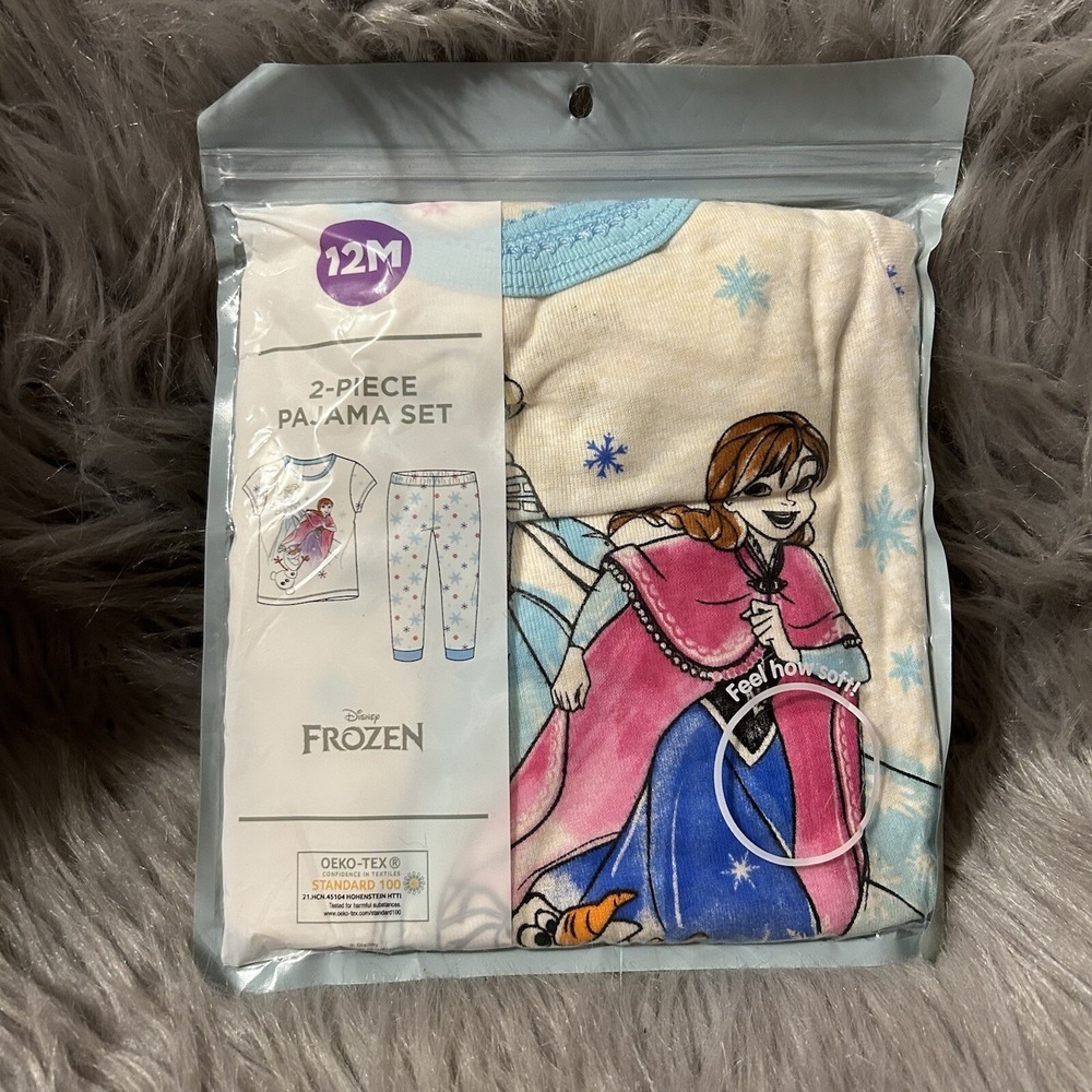 Disney Frozen‎ Two Piece Pajama Set Girls Size 12 Months Elsa Anna Pajamas Pjs